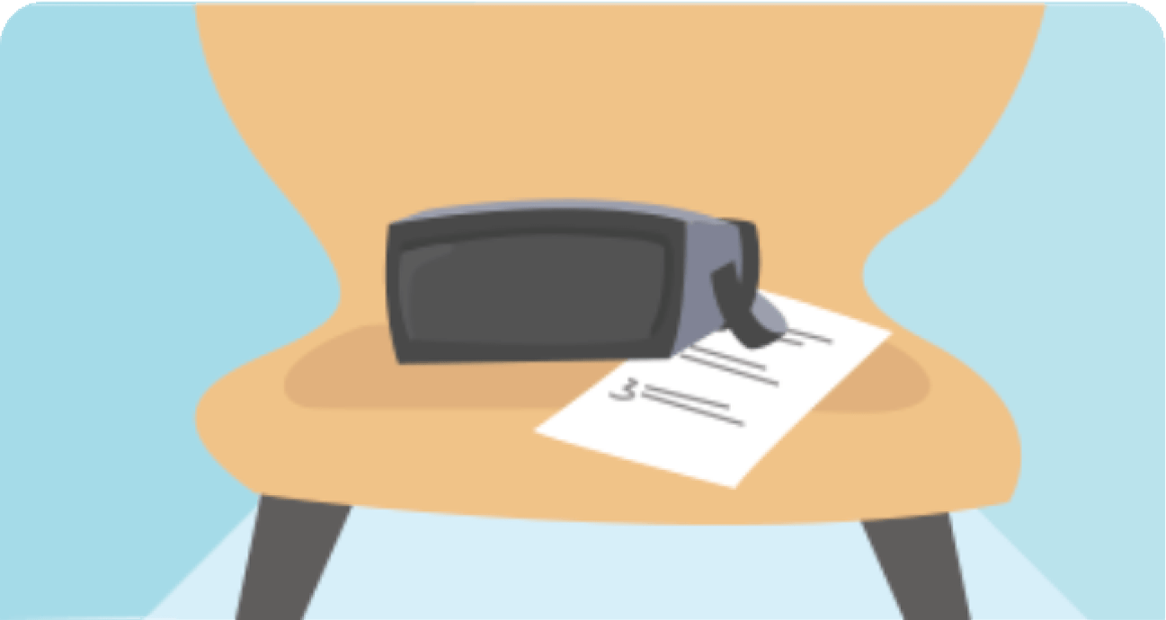 Illustratie van VR-bril die op een stoel ligt